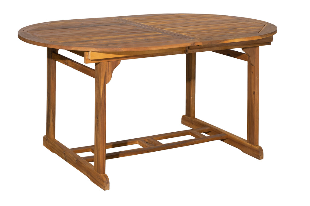 Möbilia - Outdoor Sitzgruppe natur Akazie – 1 Tisch, 4 Stühle – Tisch 150/200 cm ausziehbar