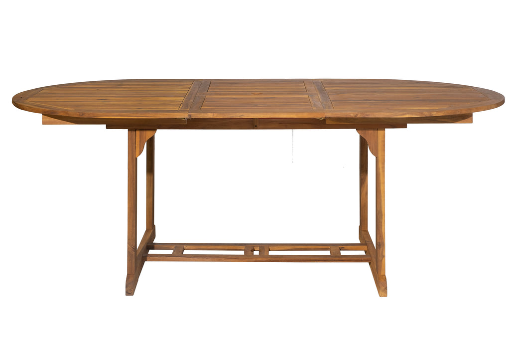 Möbilia - Outdoor Sitzgruppe natur Akazie – 1 Tisch, 4 Stühle – Tisch 150/200 cm ausziehbar