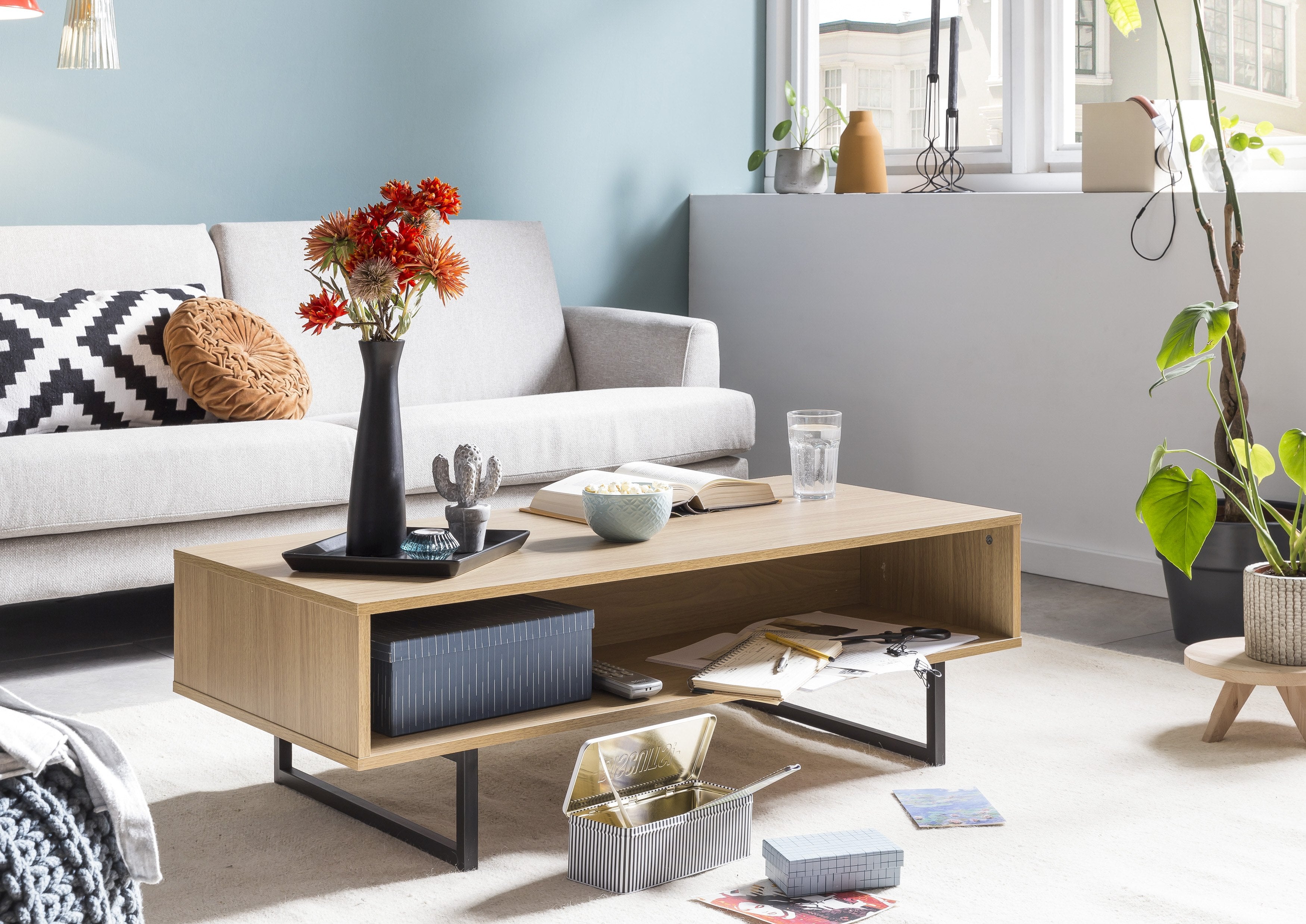 Couchtisch Lowboard / Couchtisch – Natur, schwarz – Bild 7