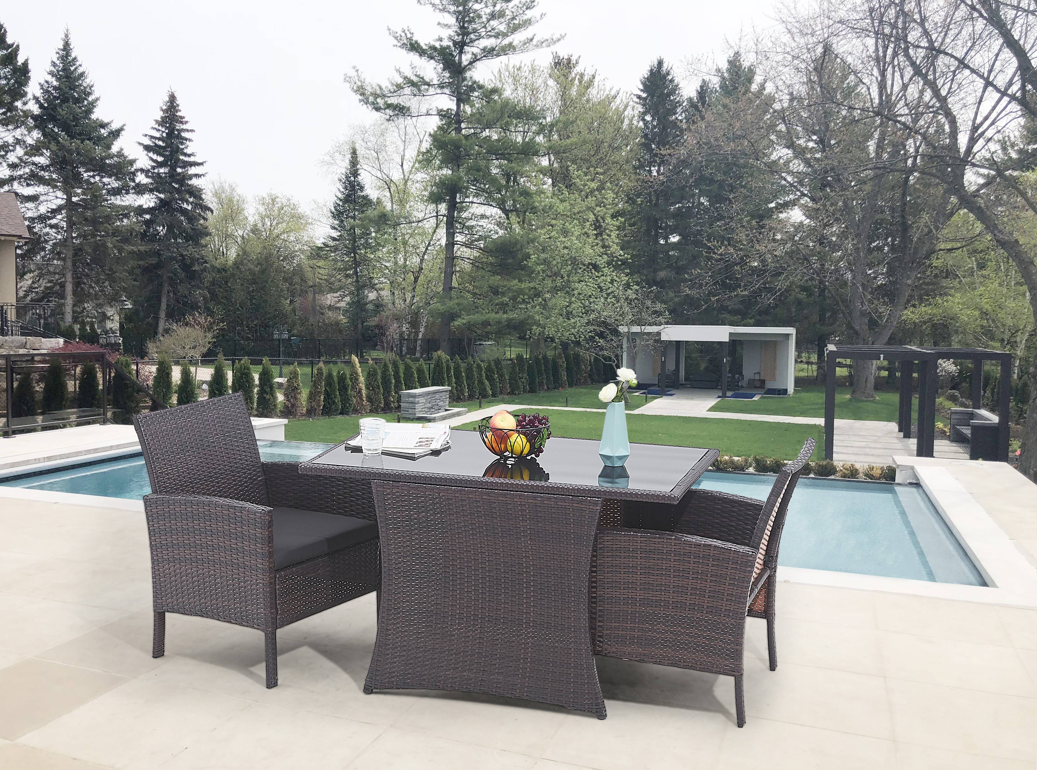 Garten Sitzgruppe – Braun, Kissen schwarz – Bild 3