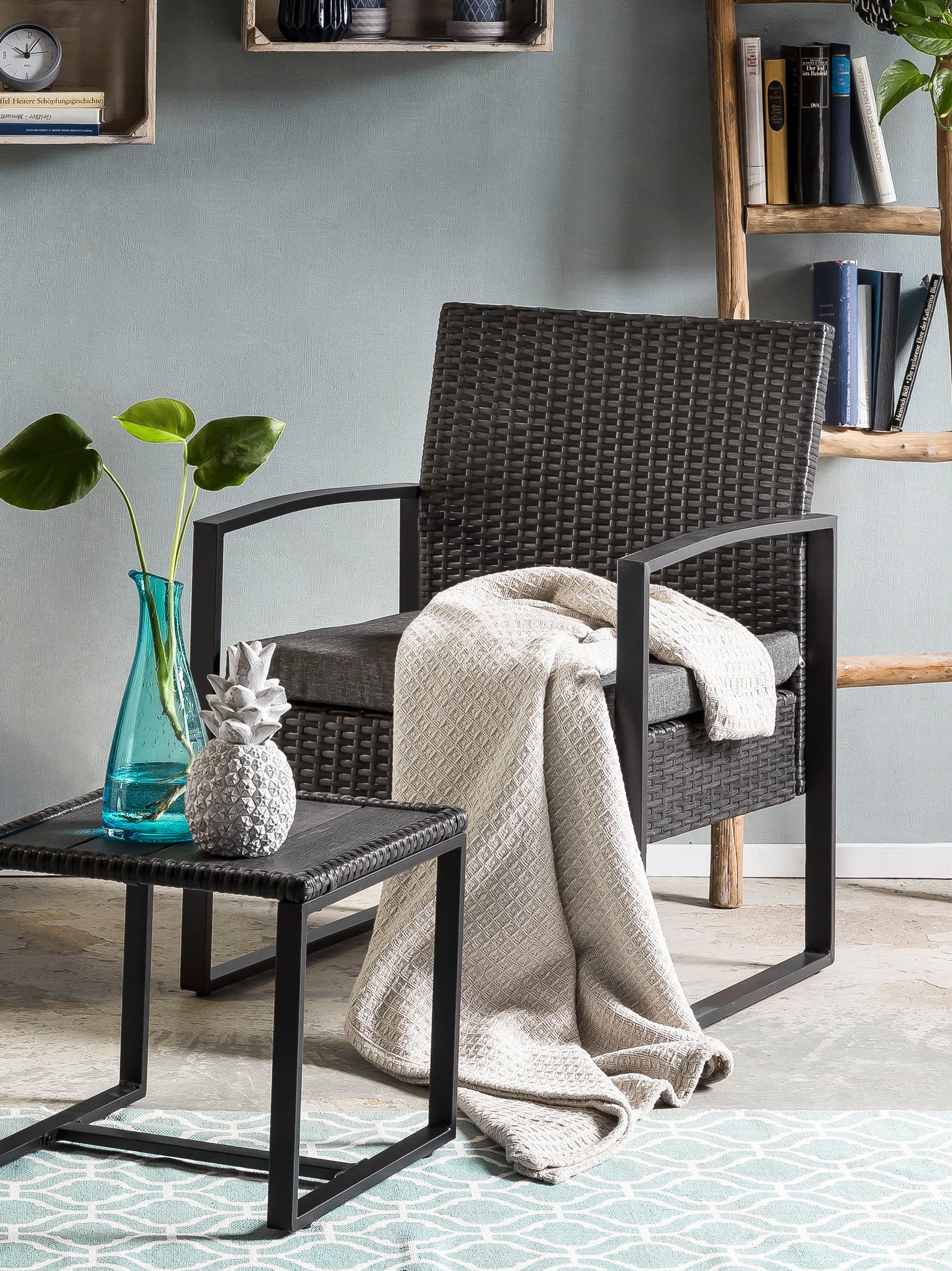 Garten Sitzgruppe – Anthrazit, Kissen grau – Bild 8