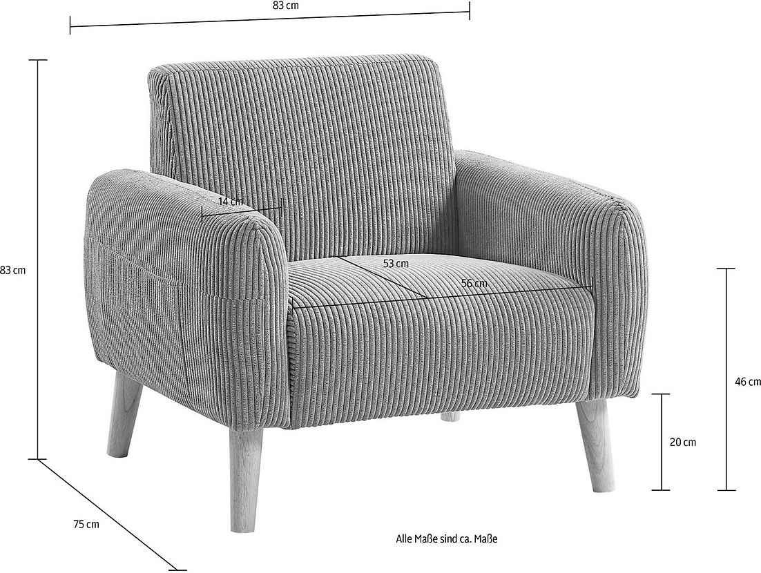 Sessel Moby Cord grau Emden