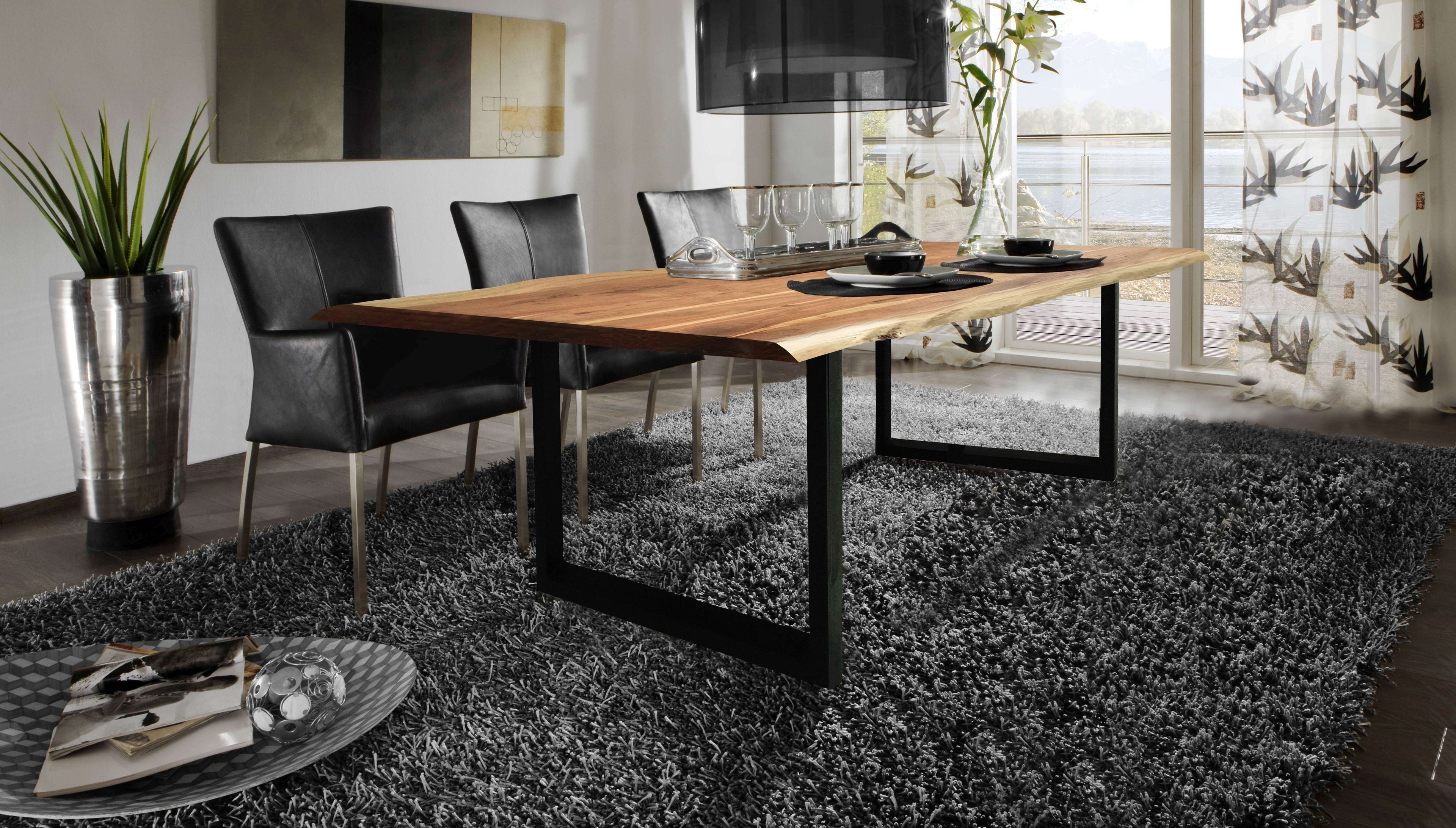 TABLES & CO Tisch 200x100 cm, Akazie natur, 36 mm – Platte natur, Gestell schwarz – Bild 20