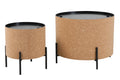 CORK Couchtische, 2er Set – Natur, schwarz