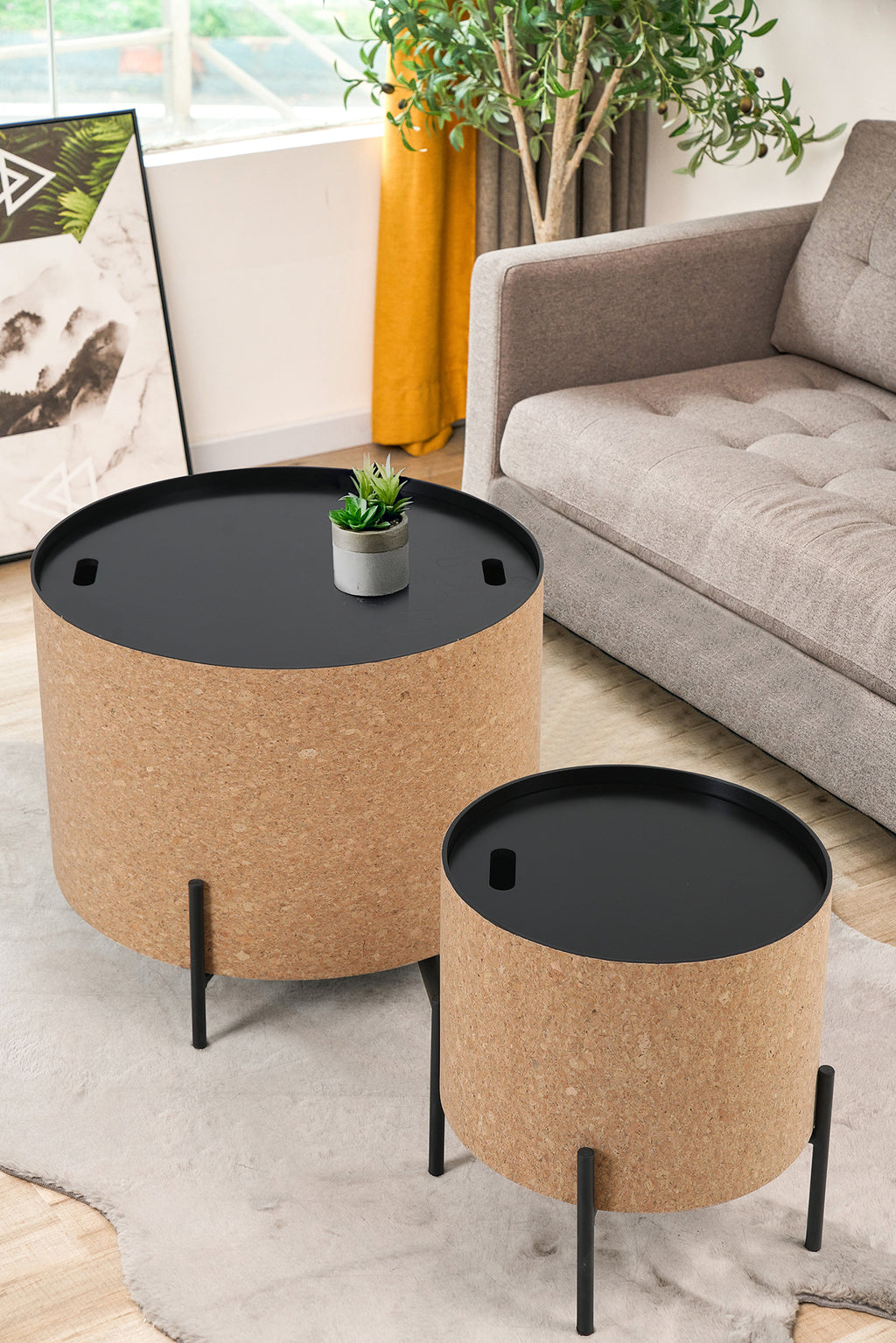 CORK Couchtische, 2er Set – Natur, schwarz – Bild 18
