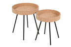 CORK Beistelltisch, 2er Set – Natur, schwarz
