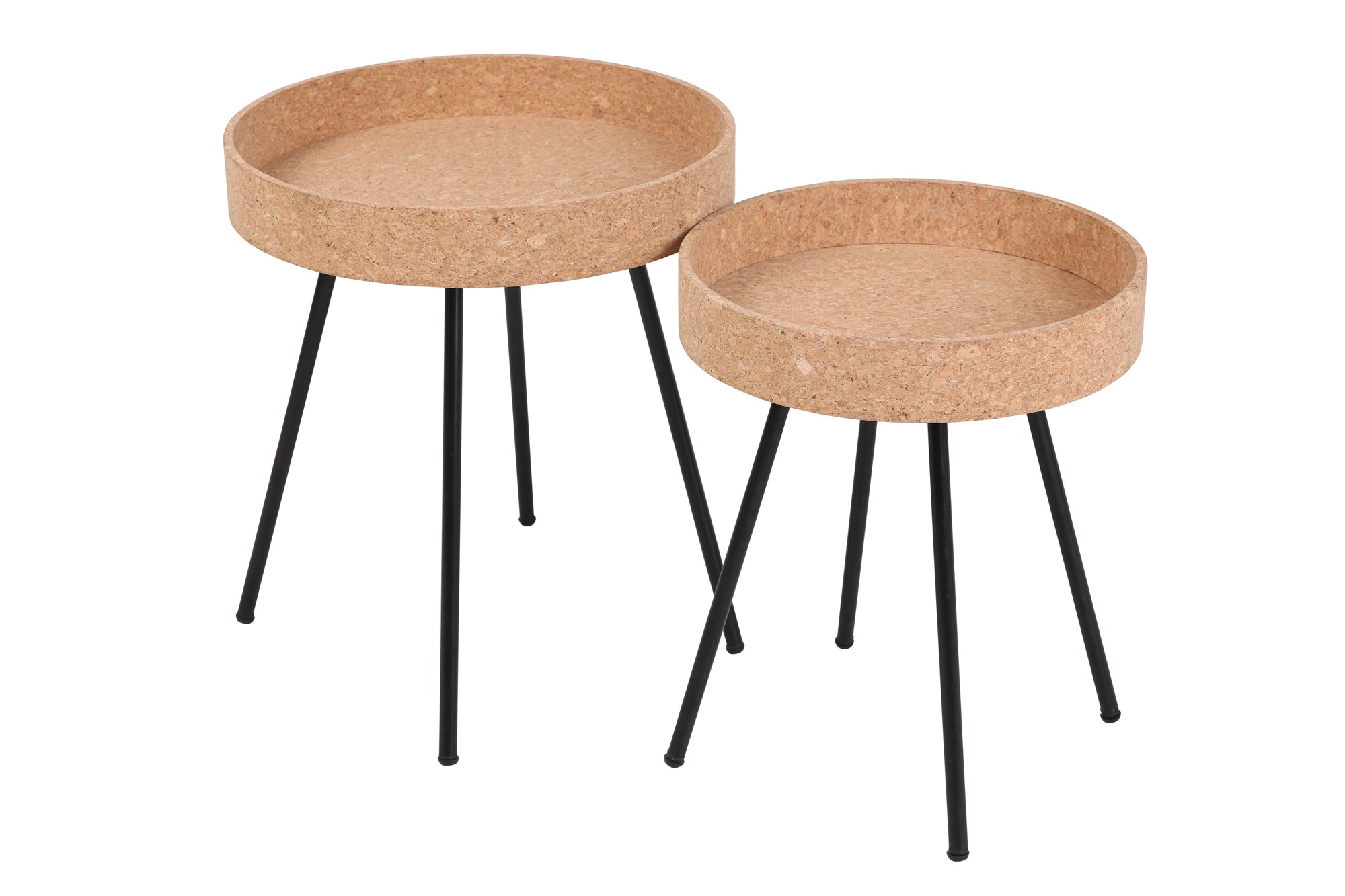 CORK Beistelltisch, 2er Set – Natur, schwarz