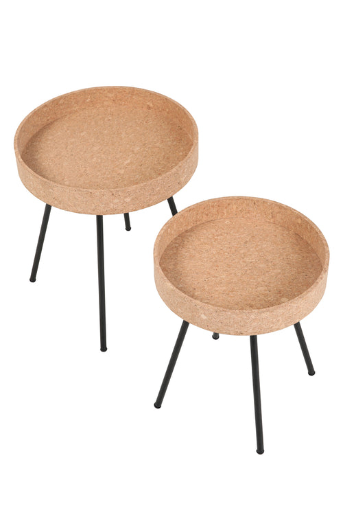 CORK Beistelltisch, 2er Set – Natur, schwarz – Bild 2