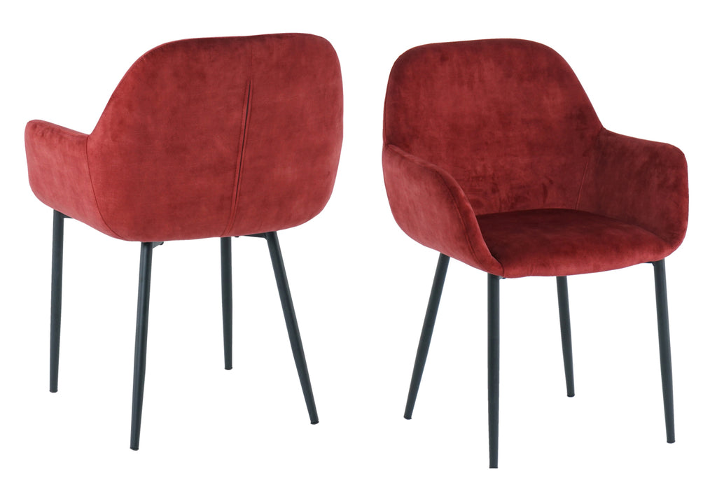 Armlehnstuhl, 2er-Set – Bezug rot, Beine schwarz – Bild 6