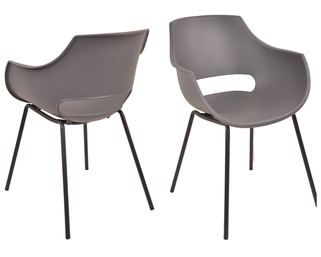 SIT&CHAIRS Stuhl, 2er-Set – Sitz grau, Beine schwarz – Bild 12