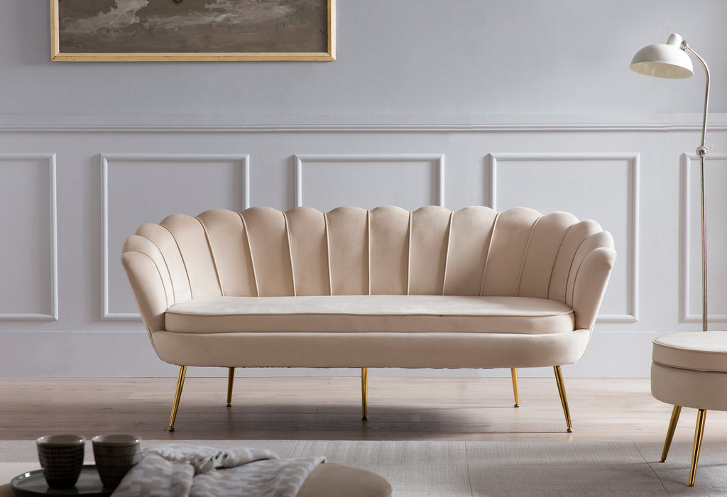 Sales Fever - Muschelsofa 3-Sitzer aus Samt Beige