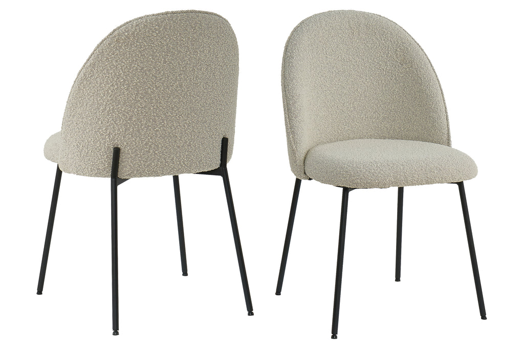 TAYLOR Stuhl, 2er-Set – Bezug graubeige, Beine schwarz