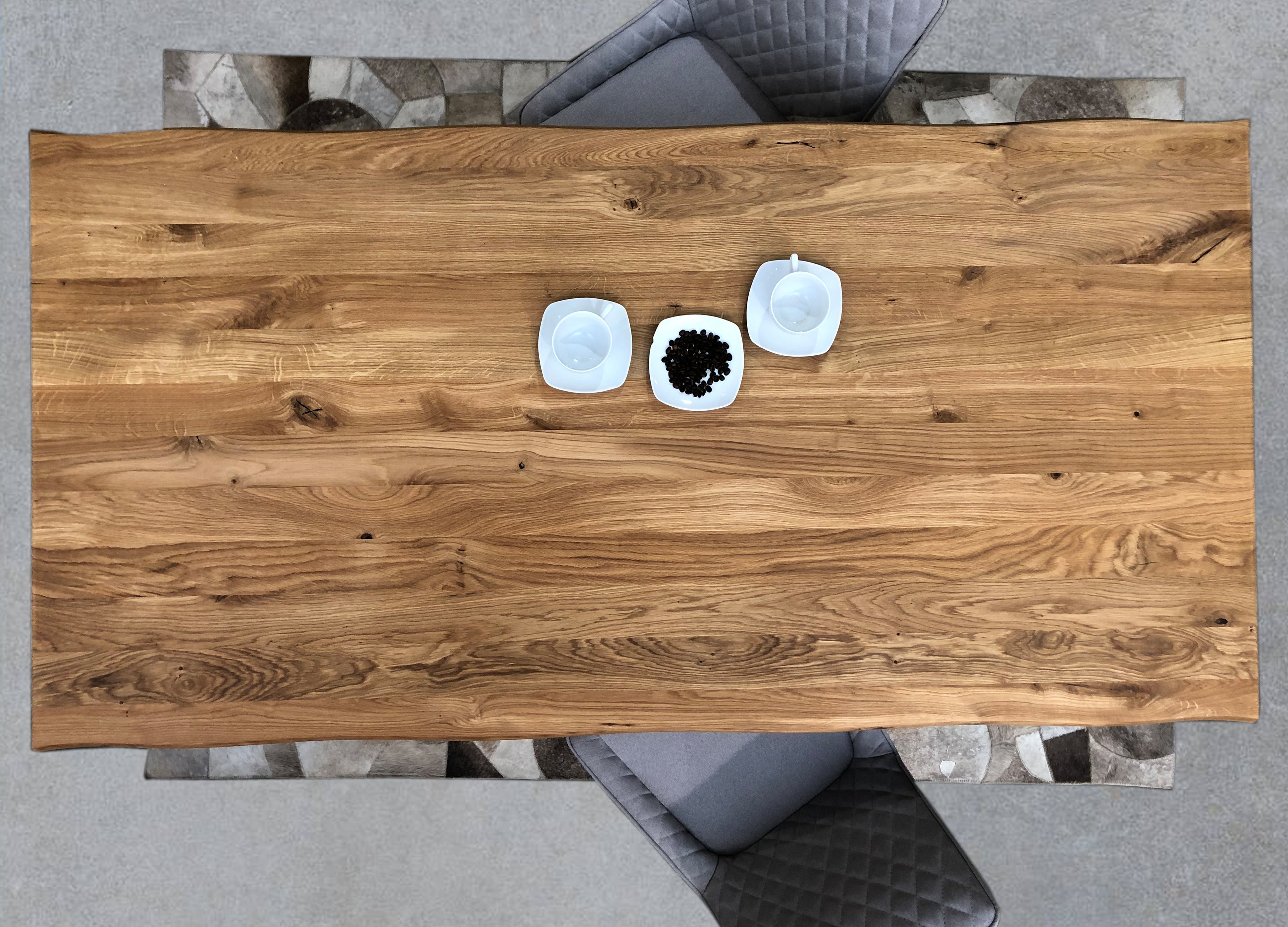 TABLES & CO Tisch 140x80 cm, Wildeiche, schwarzes Gestell – Platte natur, Gestell antikschwarz – Bild 9