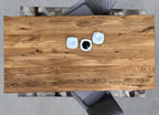TABLES & CO Tisch 180x90 cm, Wildeiche, schwarzes Gestell – Platte natur, Gestell antikschwarz – Bild 9