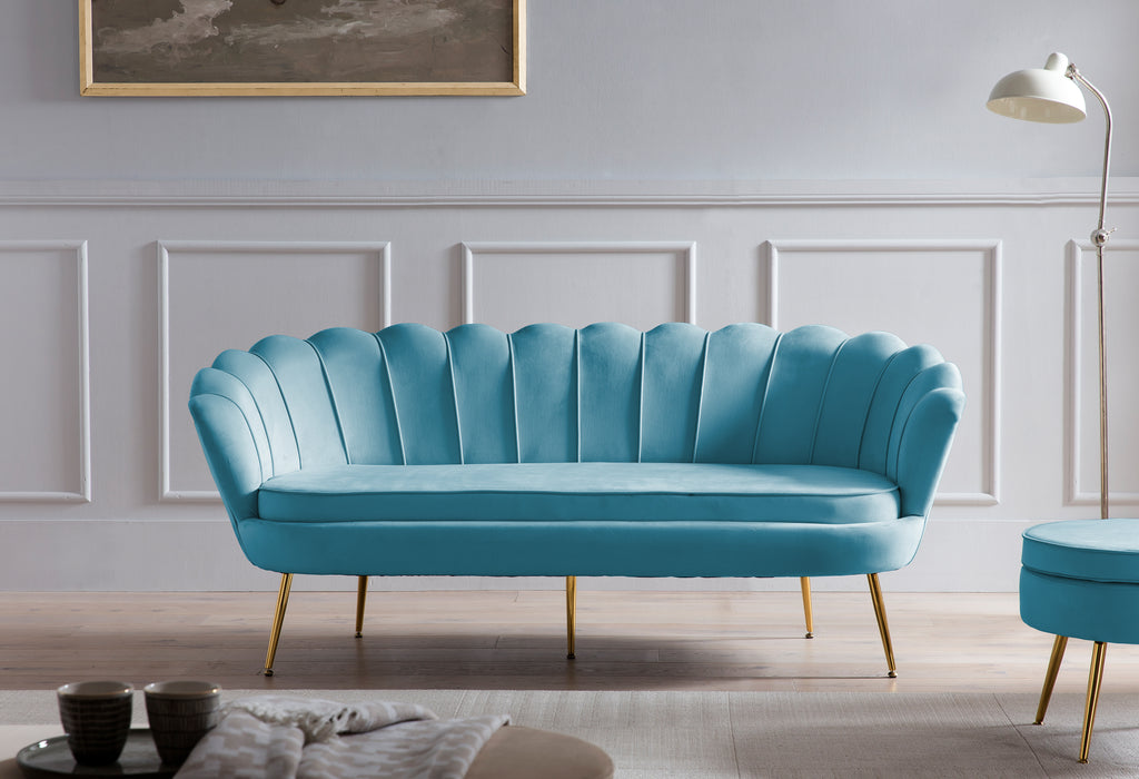 Sales Fever - Sitzpouf rund aus Samt Blau