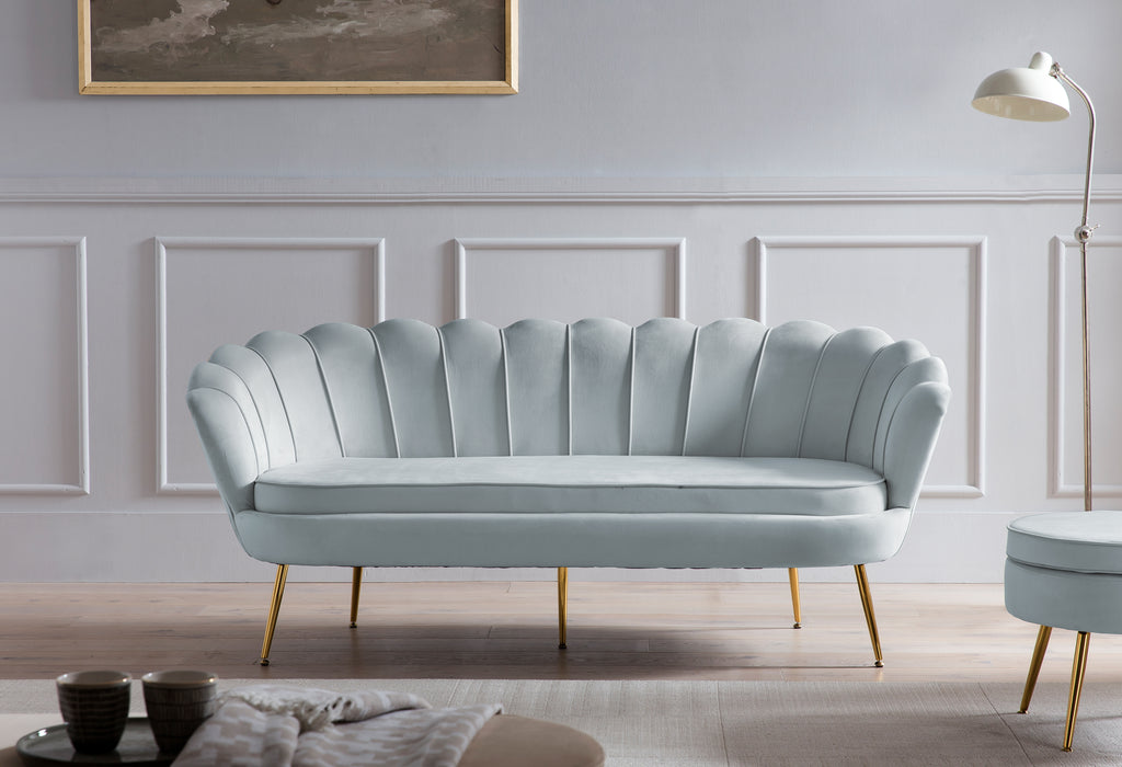 Sales Fever - Muschelsofa 3-Sitzer aus Samt Hellgrau#