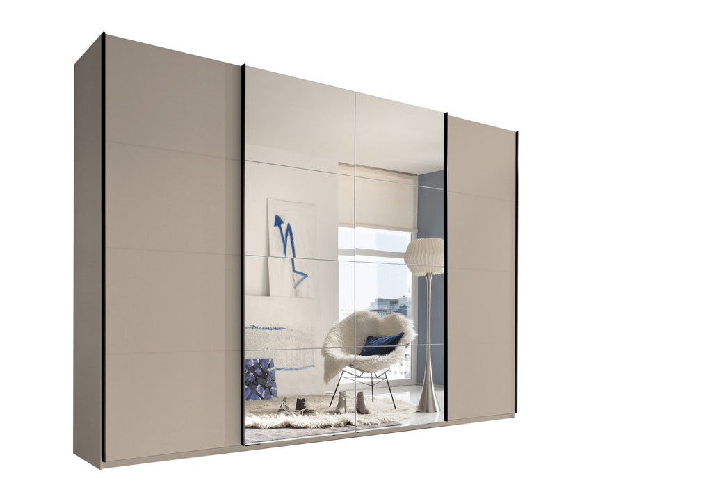 Schwebetürenschrank in 2 Farben mit Spiegeltür