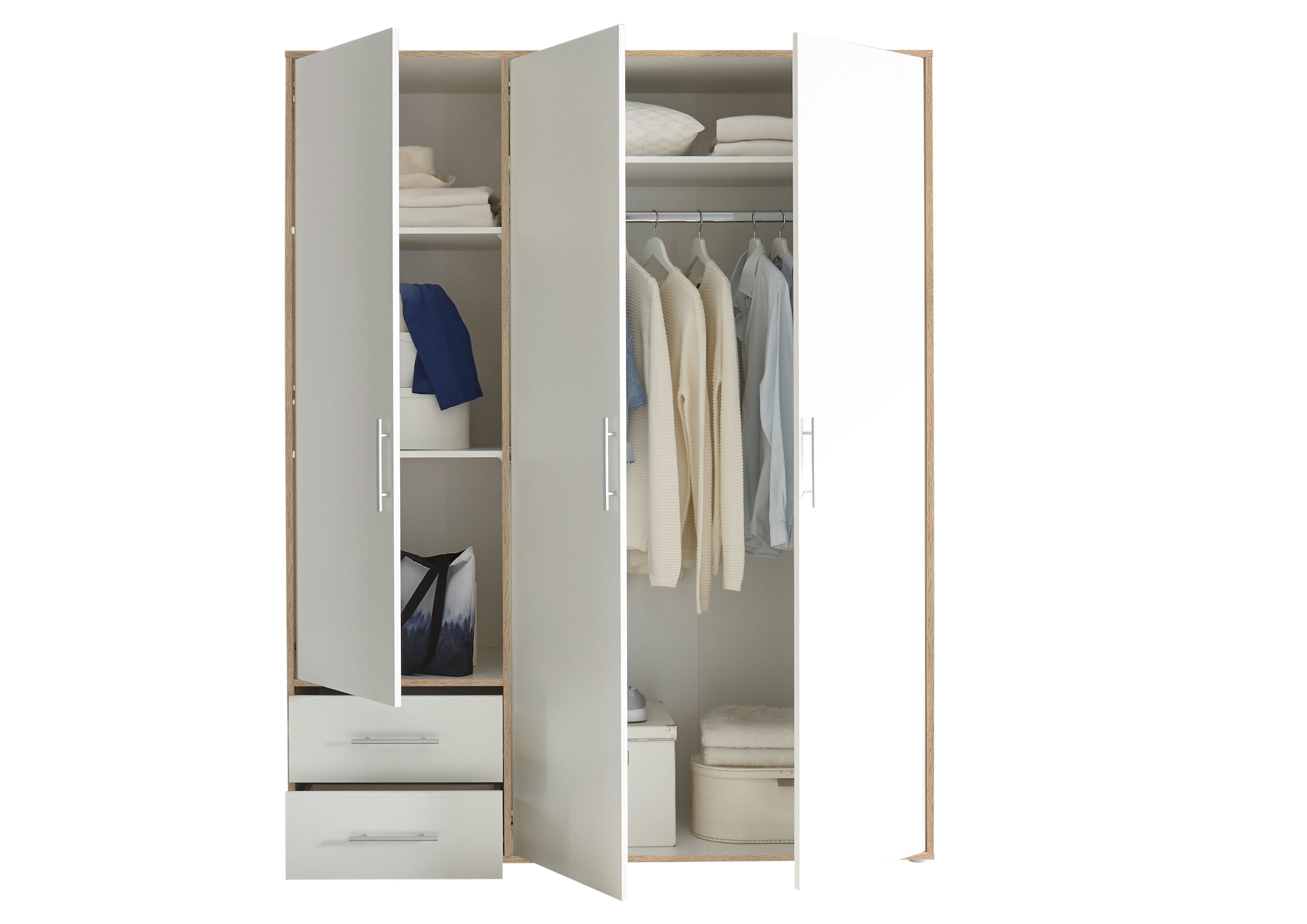 Kleiderschrank 3 türig  Eiche/ weiß