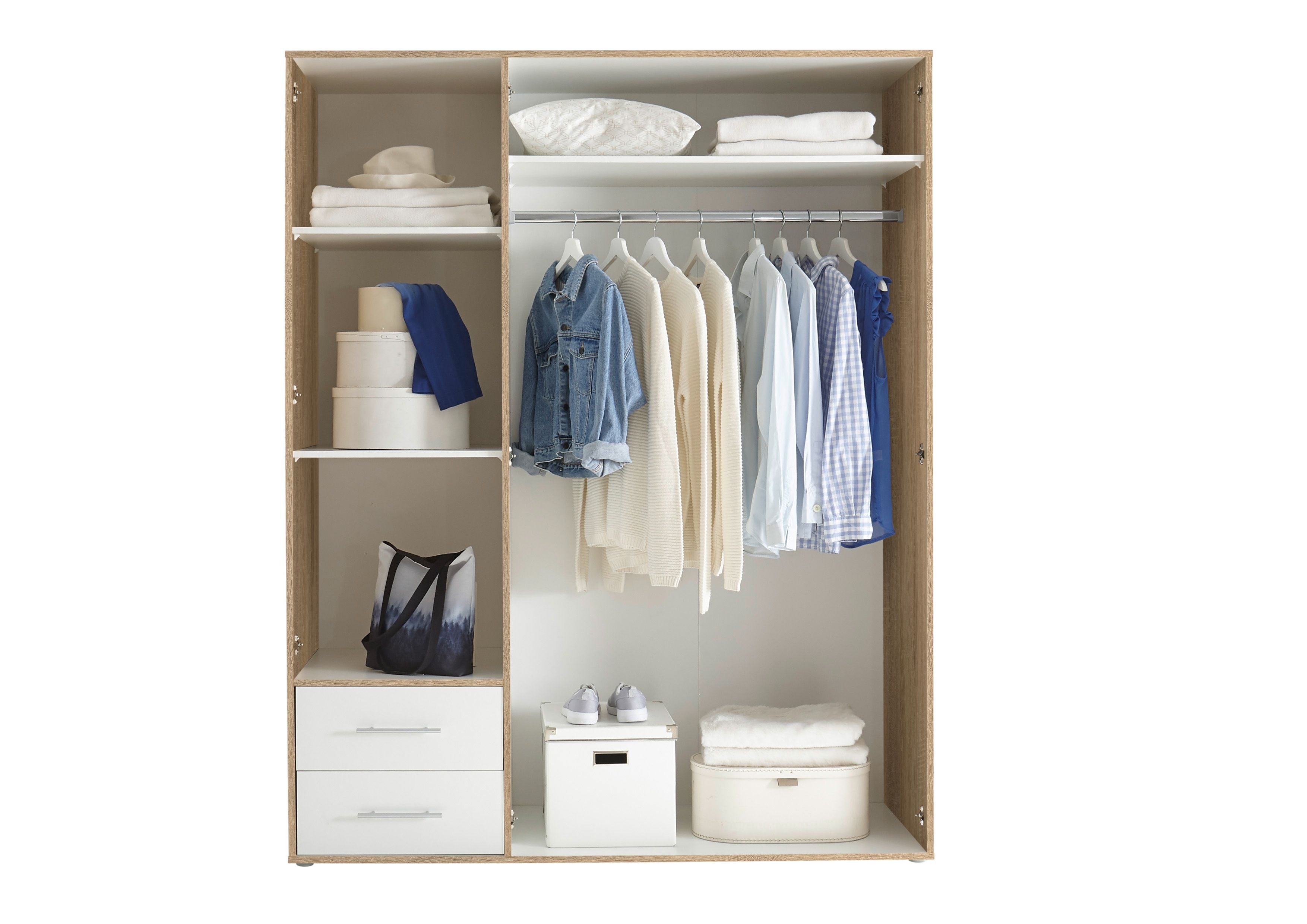 Kleiderschrank 3 türig  Eiche/ weiß