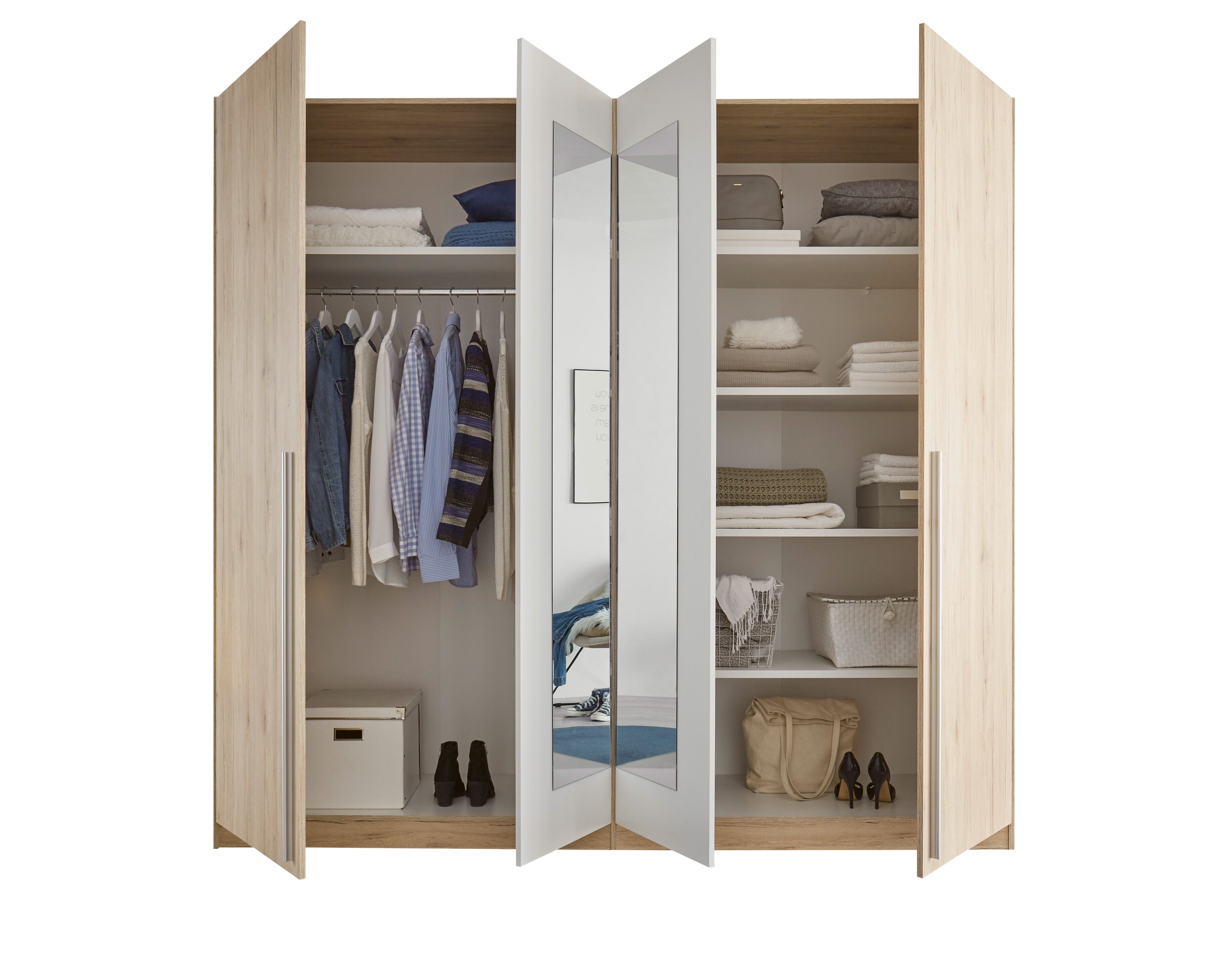 Kleiderschrank 4 türig  in 4 Farben