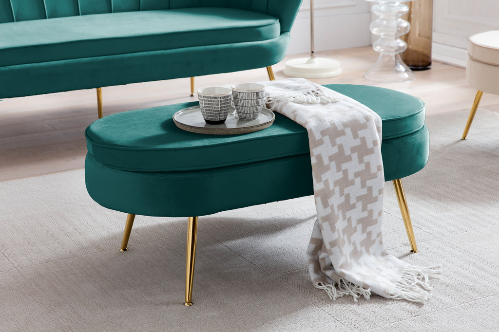 Sales Fever - Sitzpouf oval aus Samt Grün