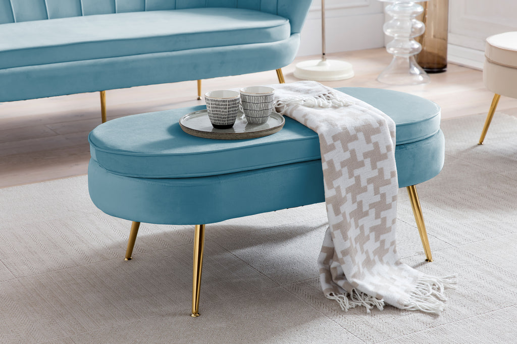 Sales Fever - Sitzpouf oval aus Samt Blau