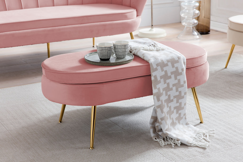 Sales Fever - Sitzpouf oval aus Samt Rose