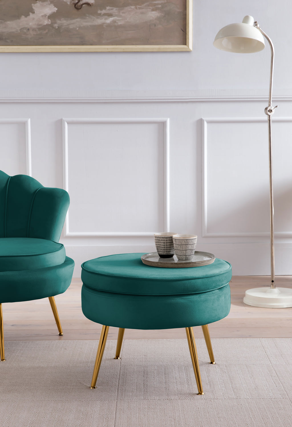 Sales Fever - Sitzpouf rund aus Samt Grün