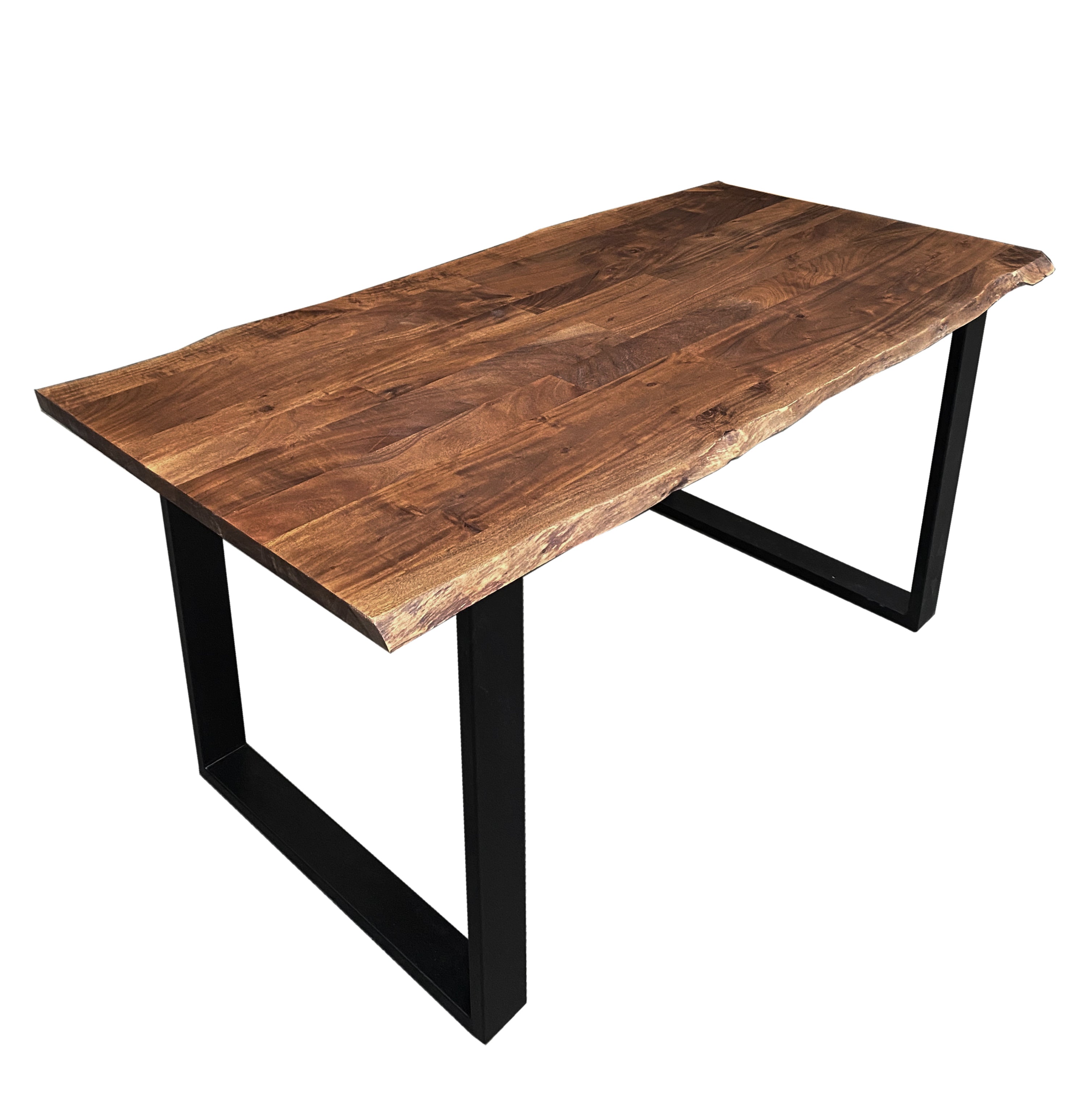 TABLES & CO Tisch 200 x 100 cm – Platte nussbaumfarbig, Gestell schwarz lackiert
