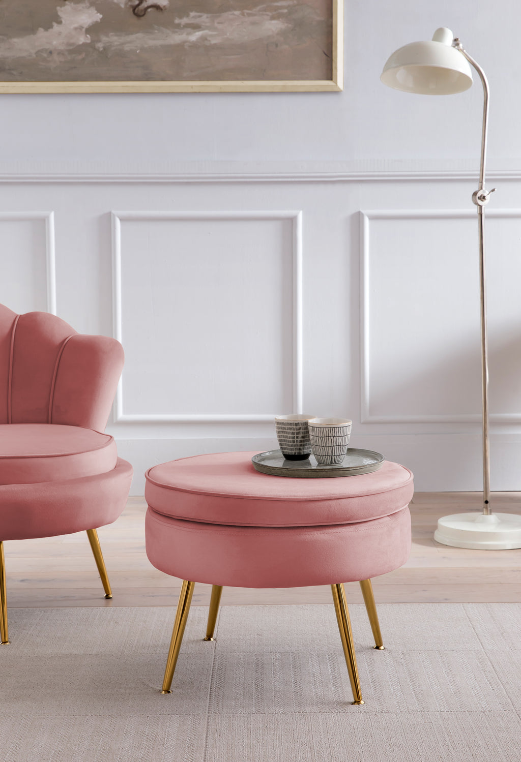 Sales Fever - Sitzpouf rund aus Samt Rose