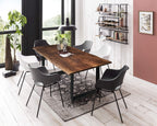 TABLES & CO Tisch 140 x 80 cm, Platte 26 mm, nußbaumfarbig – Platte nussbaumfarbig, Gestell schwarz lackiert – Bild 3