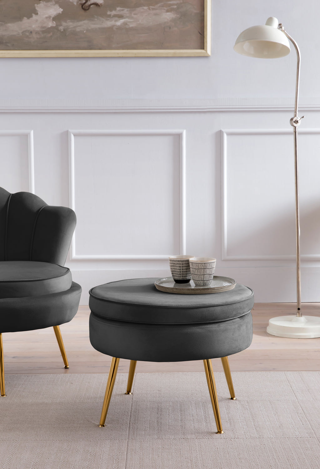 Sales Fever - Sitzpouf rund aus Samt Schwarz