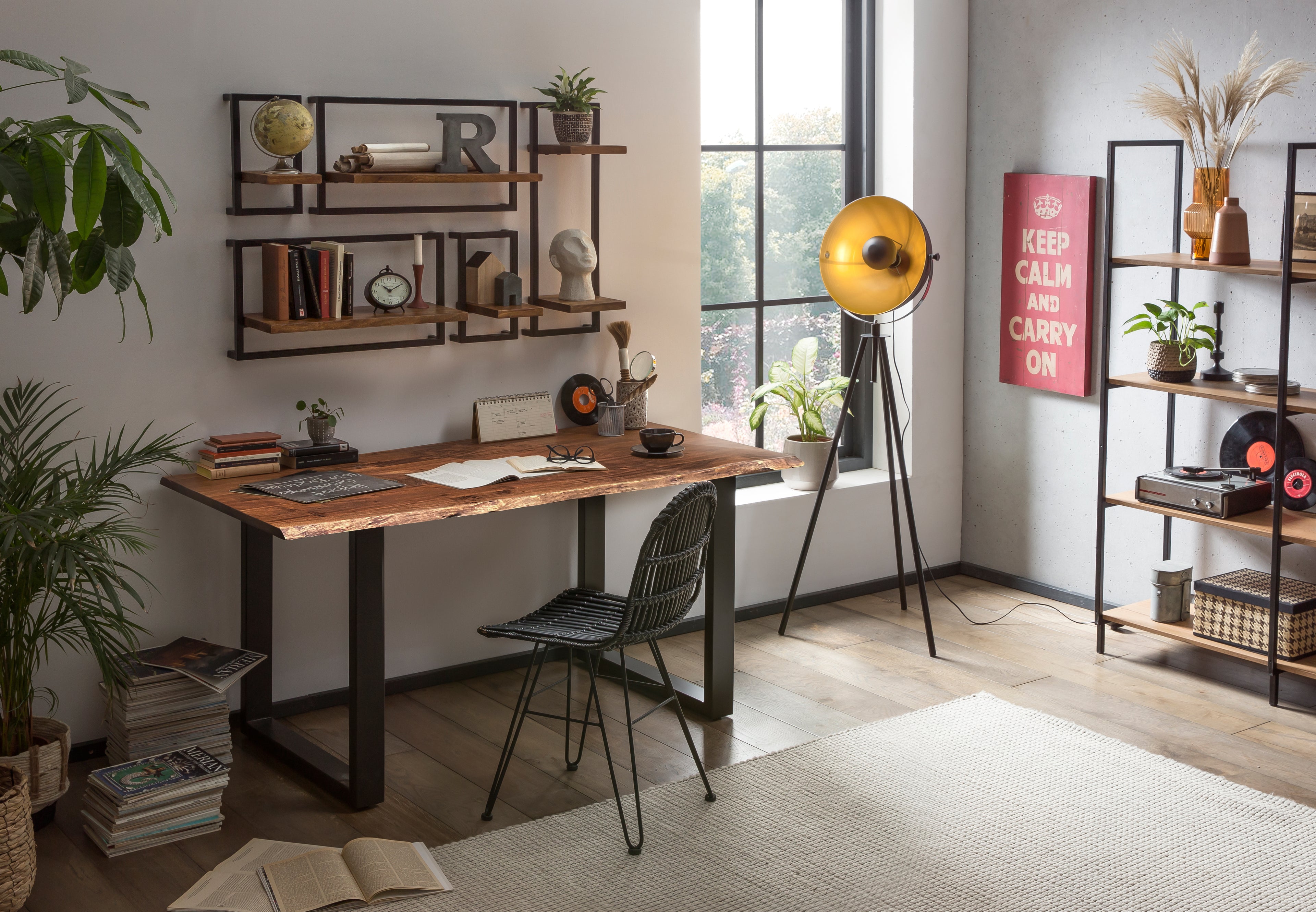TABLES & CO Tisch 200 x 100 cm – Platte nussbaumfarbig, Gestell schwarz lackiert – Bild 8