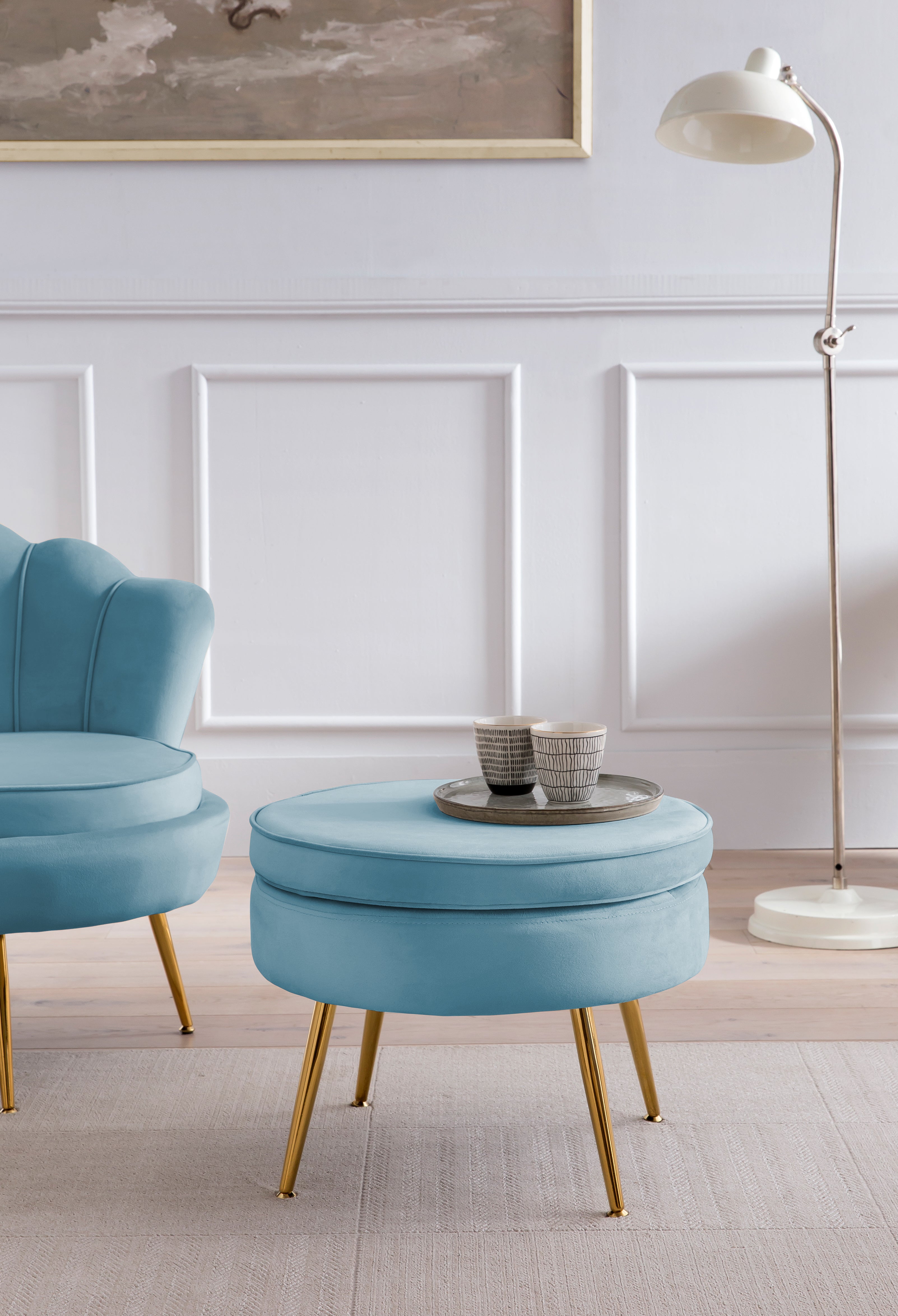 Sales Fever - Sitzpouf rund aus Samt Blau