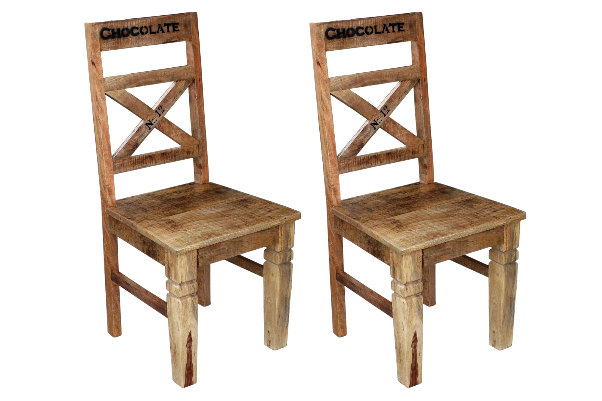 RUSTIC Stuhl, 2er-Set – Natur antik mit antikschwarzen Beschlägen – Bild 4