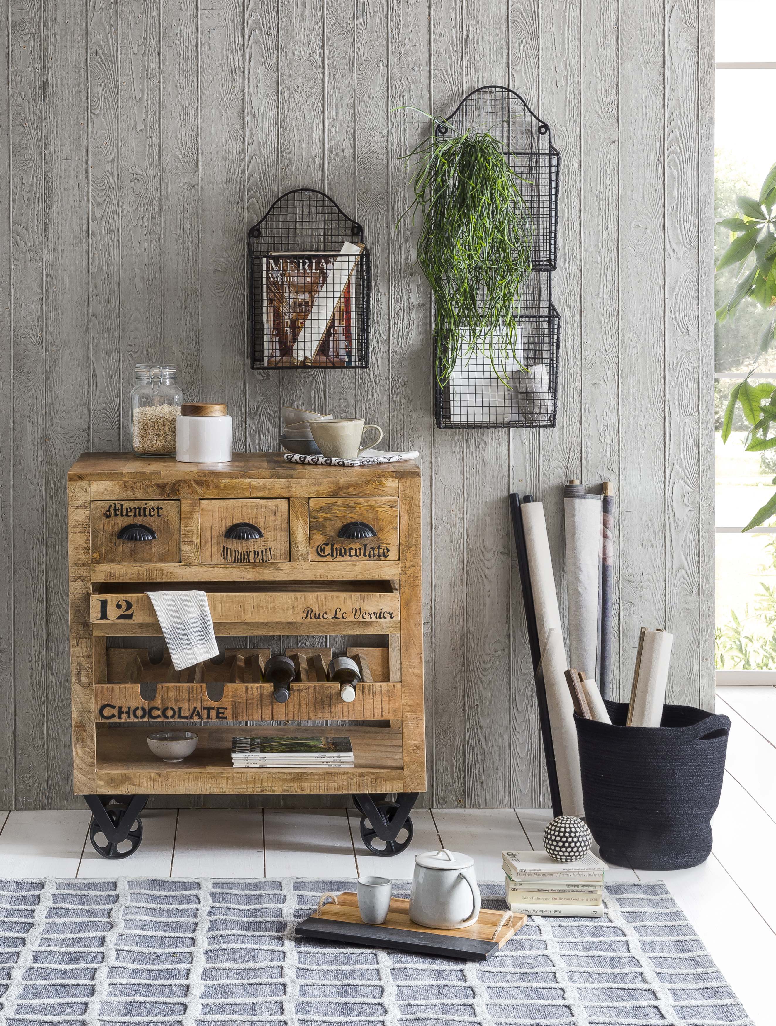 RUSTIC Wein-Kommode – Natur antik mit antikschwarzen Beschlägen – Bild 5