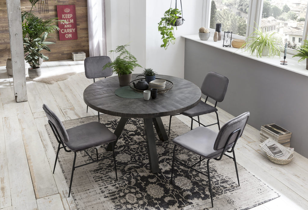 TABLES & CO Tisch 120x120 cm – Platte grau, Beine antiksilber – Bild 4