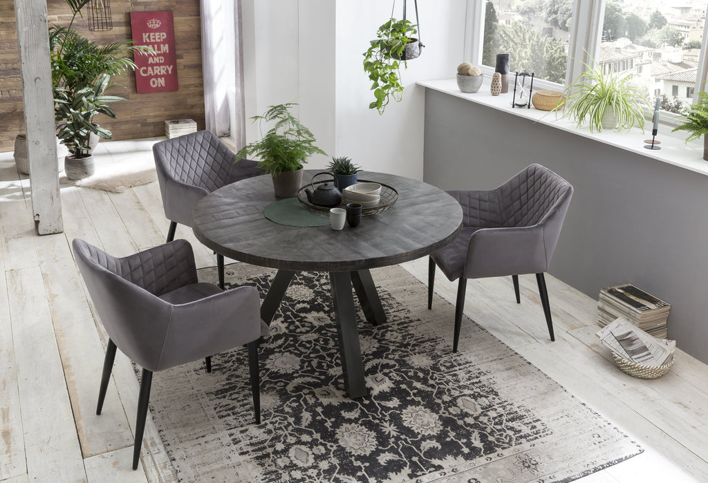 TABLES & CO Tisch 120x120 cm – Platte grau, Beine antiksilber – Bild 5