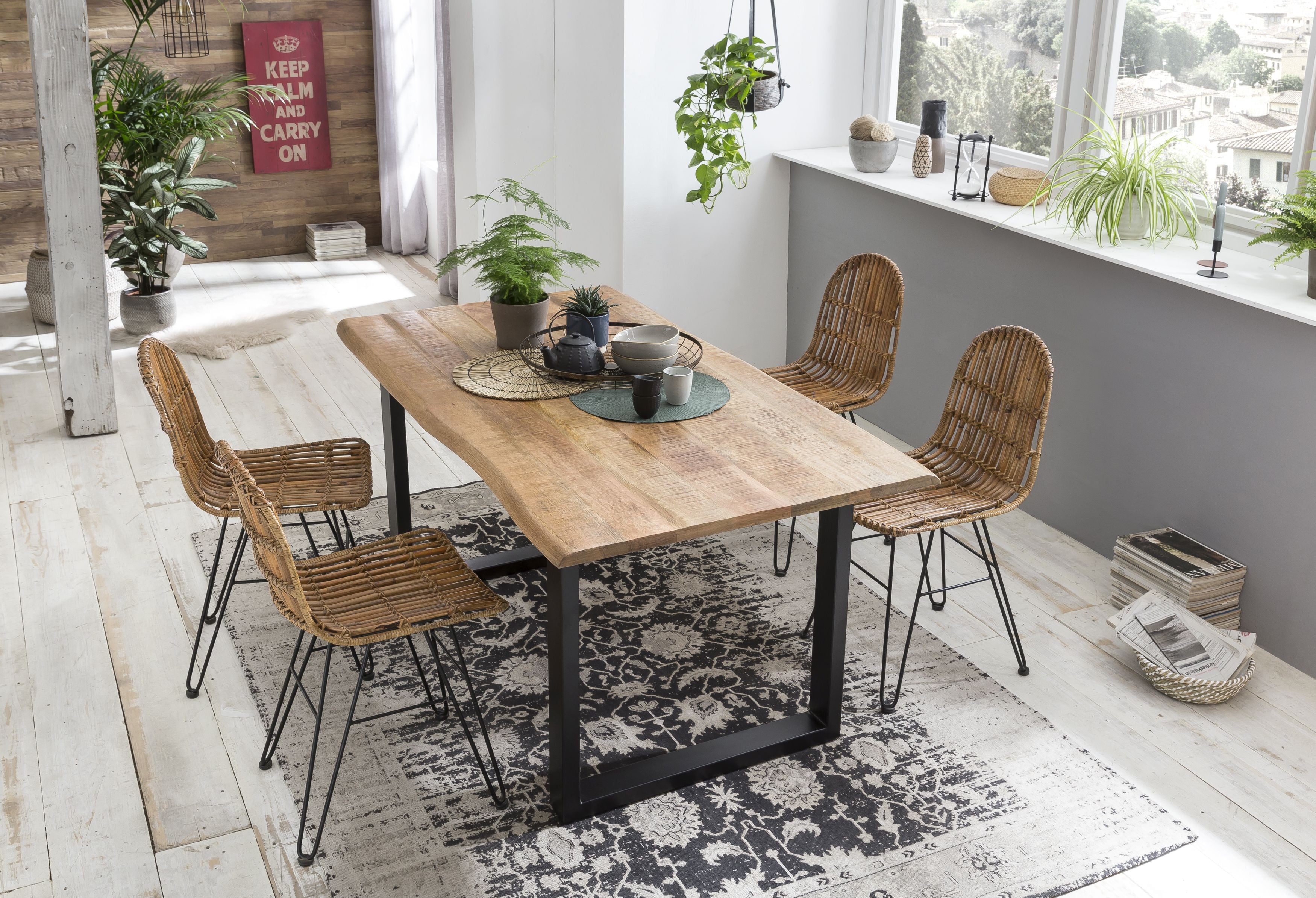RATTAN Stuhl – Natur, Gestell antikschwarz – Bild 12