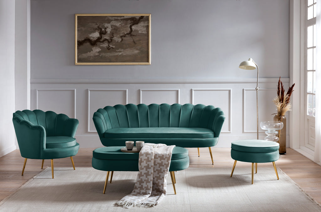 Sales Fever - Sitzpouf rund aus Samt Grün