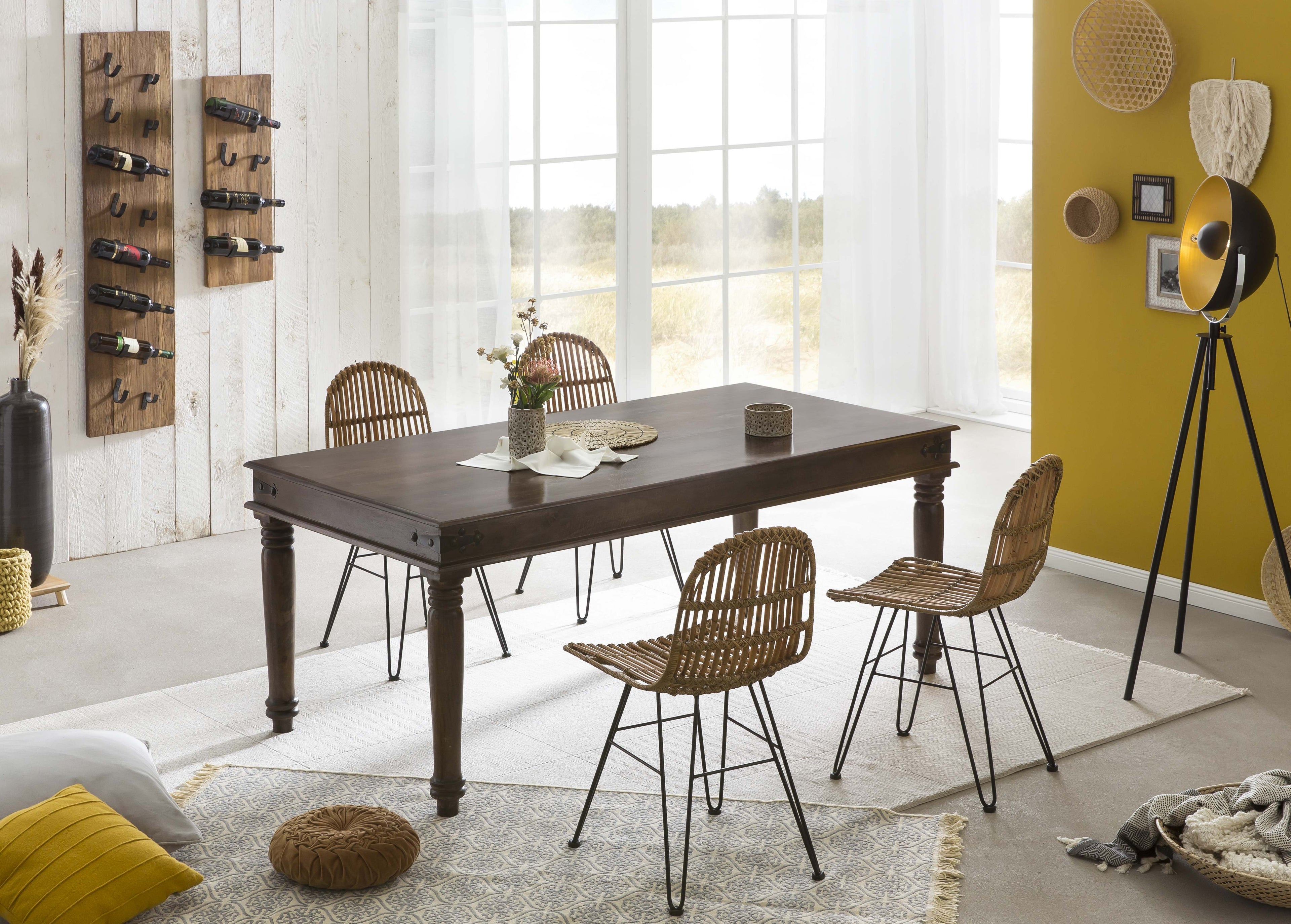 RATTAN Stuhl – Natur, Gestell antikschwarz – Bild 15