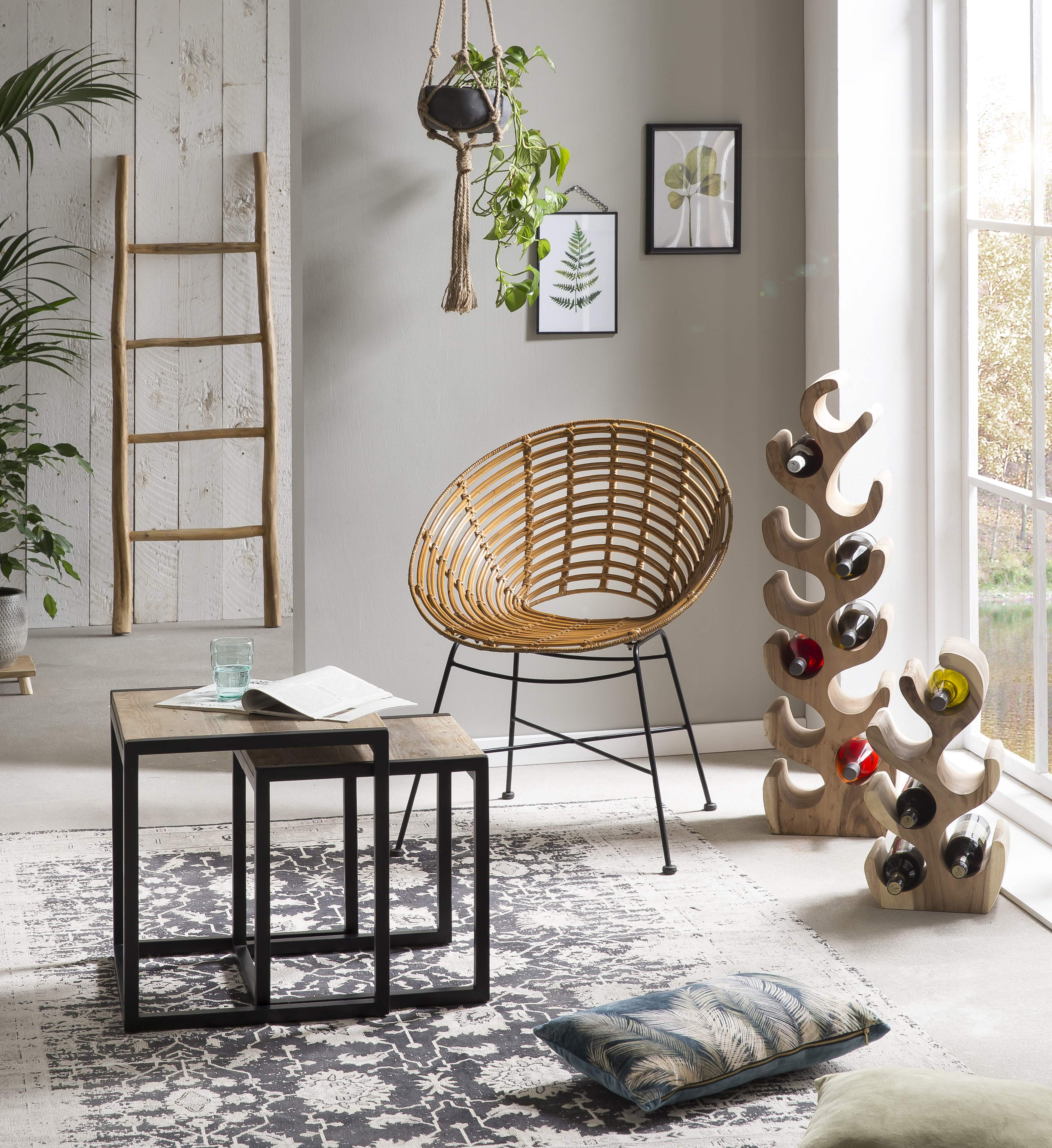 RATTAN Stuhl – Natur, Gestell schwarz – Bild 11