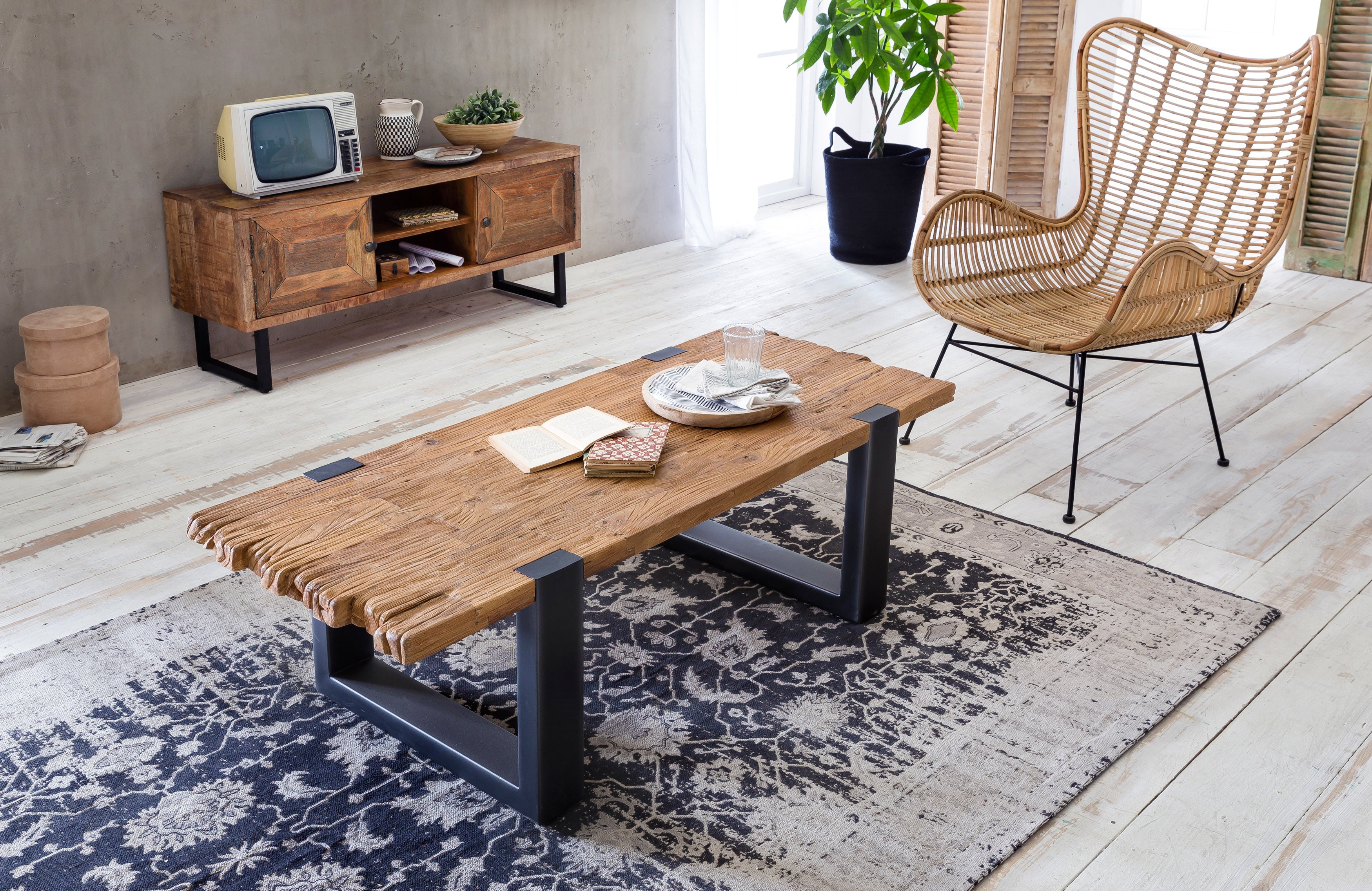 RATTAN Sessel – Natur, Gestell antikschwarz – Bild 6