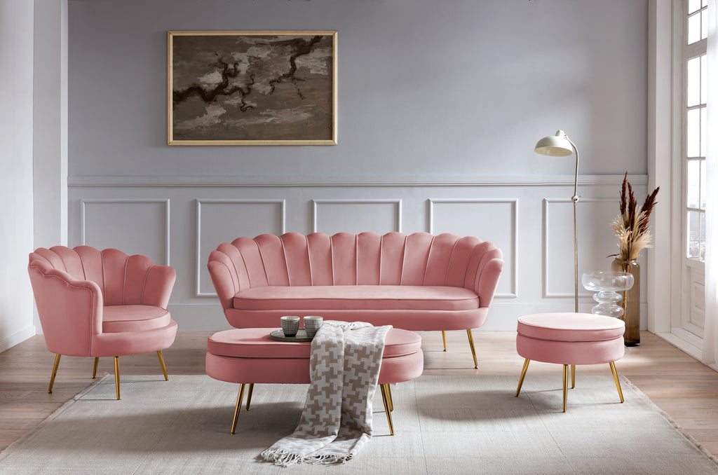 Sales Fever - Sitzpouf oval aus Samt Rose
