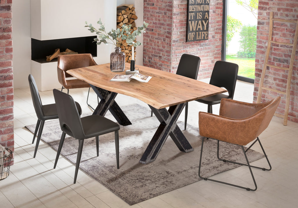TABLES & CO Tisch 160x85 cm – Platte natur, Gestell used look, klar lackiert – Bild 8