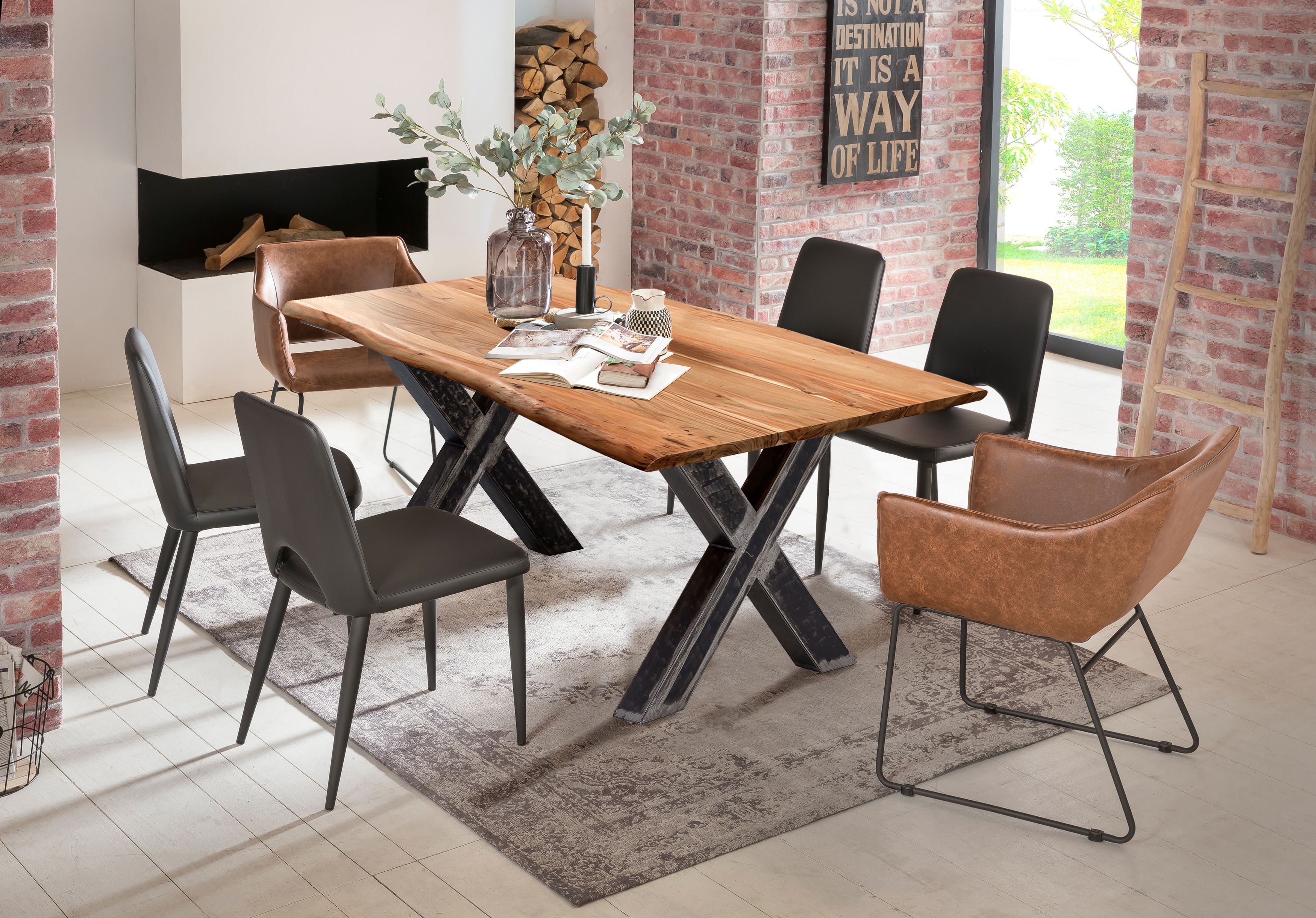 TABLES & CO Tisch 220x100 cm – Platte natur, Gestell used look, klar lackiert – Bild 6