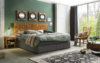 THIS & THAT Boxspringbett mit Holz-Mosaik-Kopfteil – Dunkelgrau, natur – Bild 3