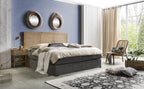 THIS & THAT Boxspringbett mit Rattan-Kopfteil – Dunkelgrau, natur – Bild 3