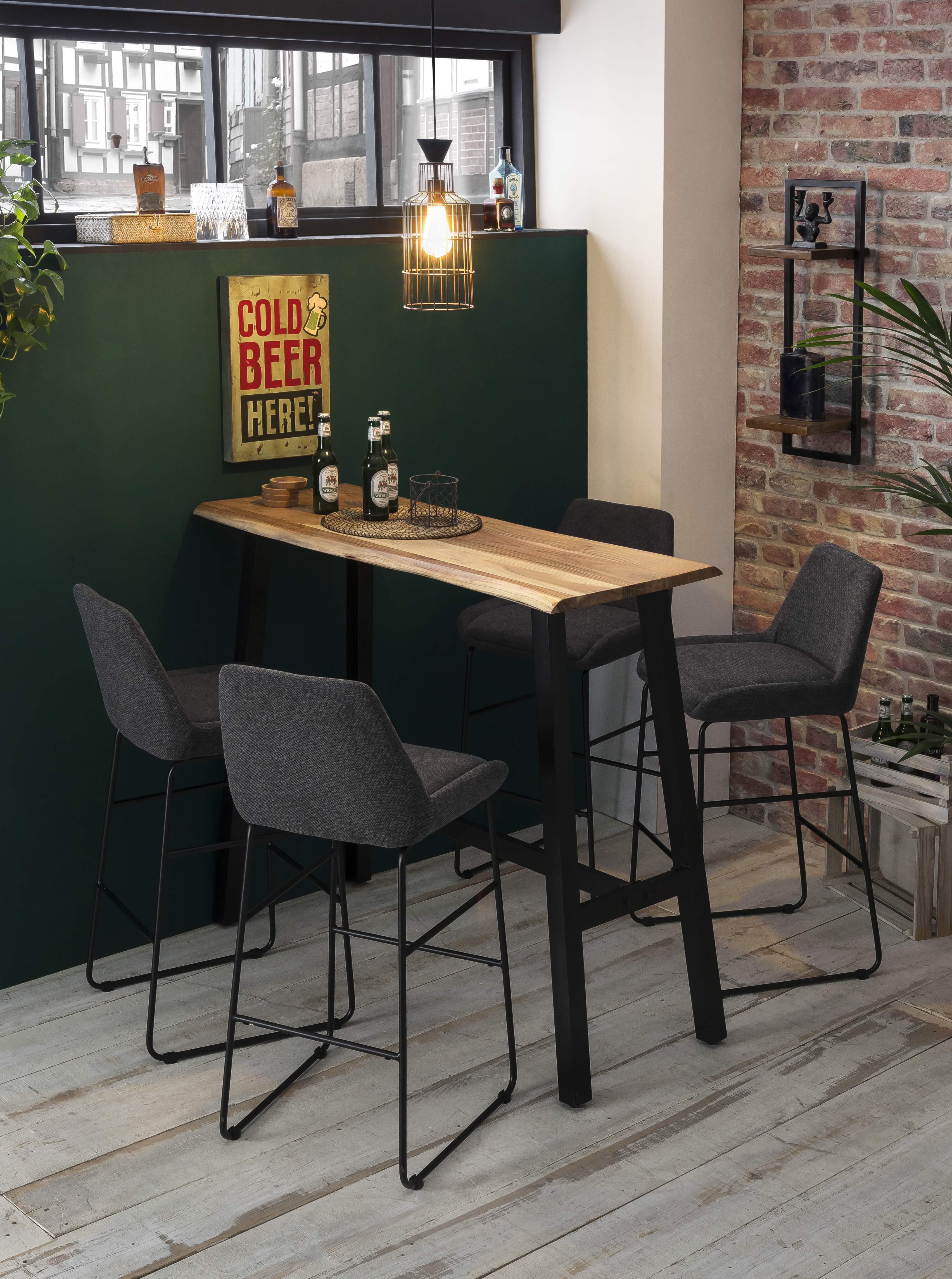 TABLES & CO Stehtisch 124,5x51 cm – Platte natur, Gestell antikschwarz – Bild 10
