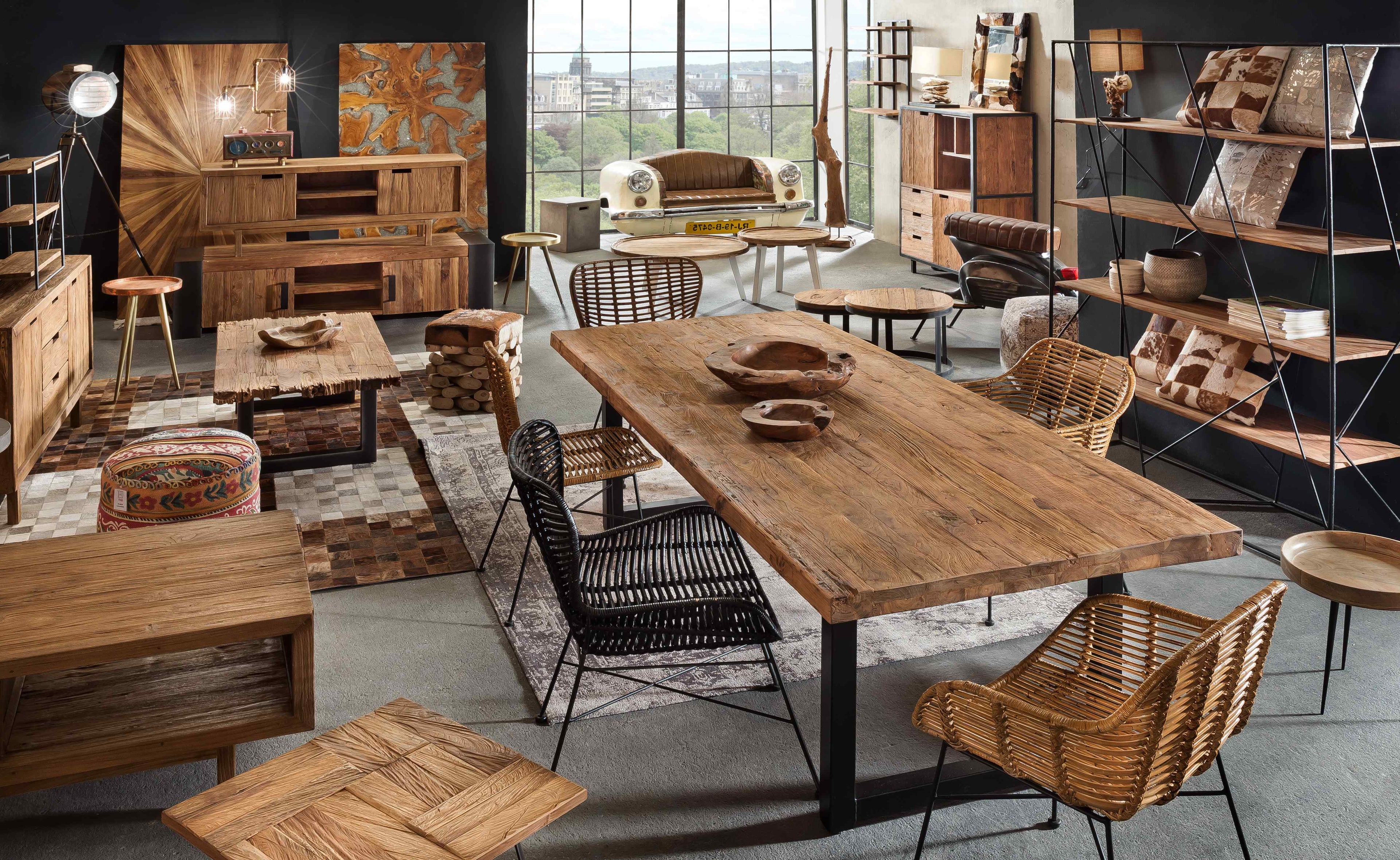 TABLES & CO Tisch 180x100 cm, recyceltes Teak natur – Platte natur, Gestell schwarz – Bild 13